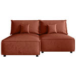 ECKSOFA Terracotta Webstoff Zierkissen, Rückenkissen, Rücken echt  - Terracotta/Schwarz, MODERN, Kunststoff/Textil (153/200cm) - Xora