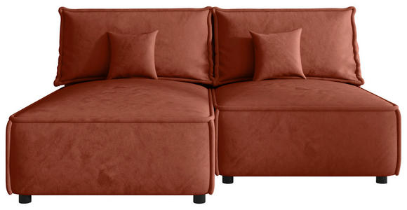 ECKSOFA Terracotta Webstoff Zierkissen, Rückenkissen, Rücken echt  - Terracotta/Schwarz, MODERN, Kunststoff/Textil (153/200cm) - Xora