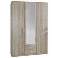 DREHTÜRENSCHRANK in Eichefarben  - Eichefarben/Alufarben, Konventionell, Glas/Holzwerkstoff (135/199,5/58cm) - MID.YOU