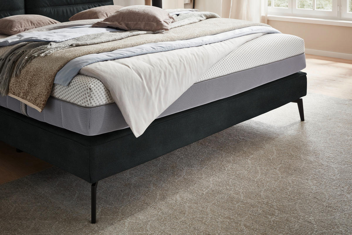 BOXSPRINGBETT 200/200 cm  in Anthrazit  - Anthrazit/Schwarz, Design, Textil/Metall (200/200cm) - Johann Jakob