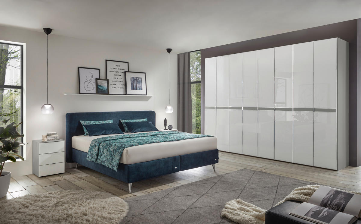 DREHTÜRENSCHRANK 330/230/63 cm 8-türig Grau, Weiß  - Chromfarben/Weiß, Design, Glas/Holzwerkstoff (330/230/63cm) - Dieter Knoll