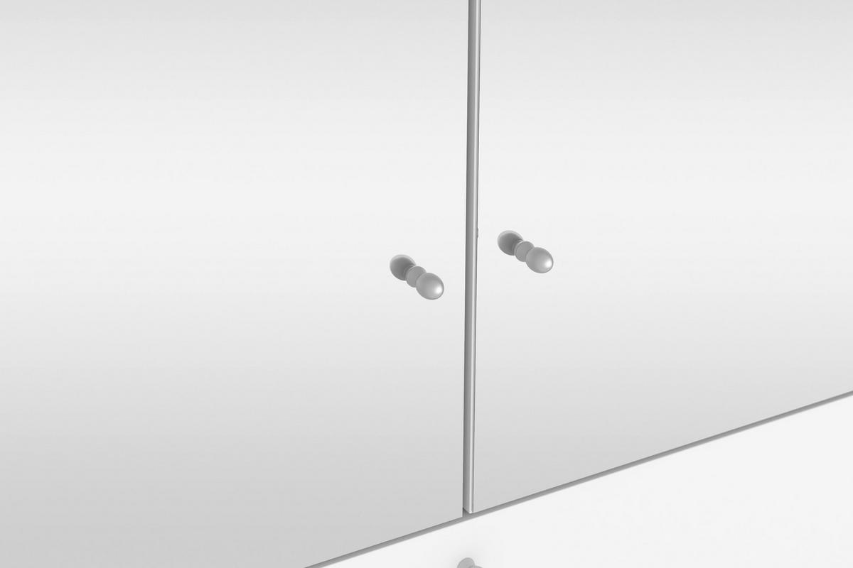 DREHTÜRENSCHRANK  in Weiß  - Silberfarben/Weiß, KONVENTIONELL, Glas/Holzwerkstoff (203/220/59cm) - Jutzler