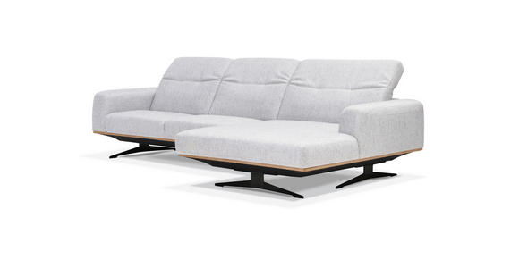 ECKSOFA Hellgrau Struktur - Eichefarben/Hellgrau, Design, Holz/Textil (305/163cm) - Novel