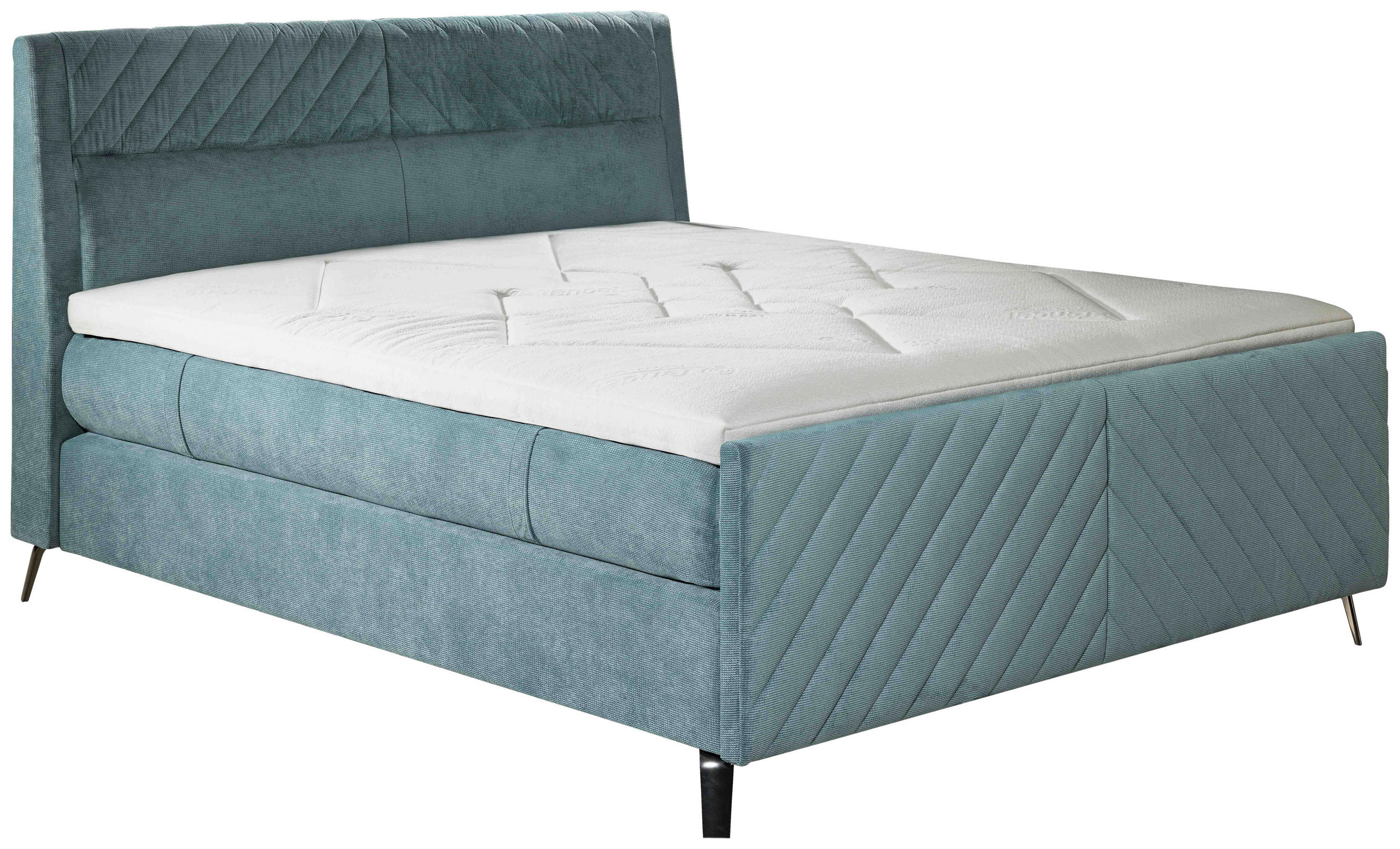 BOXSPRINGBETT 180/200 cm  in Petrol  - Petrol/Schwarz, Design, Textil/Metall (180/200cm) - Esposa