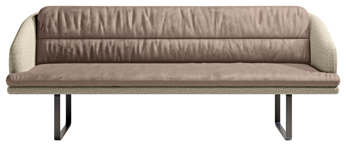 SITZBANK 255/89/68 cm Velours, Flachgewebe Sandfarben, Beige Metall  - Sandfarben/Beige, Design, Textil/Metall (255/89/68cm) - Dieter Knoll