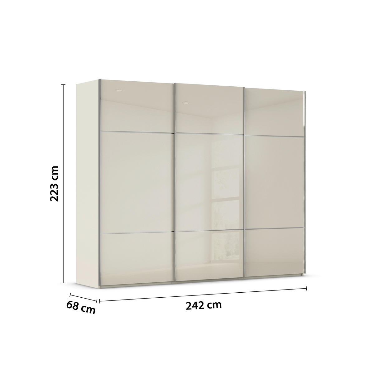 SCHWEBETÜRENSCHRANK in Champagner  - Chromfarben/Champagner, Konventionell, Glas/Holzwerkstoff (242/223/68cm) - Novel
