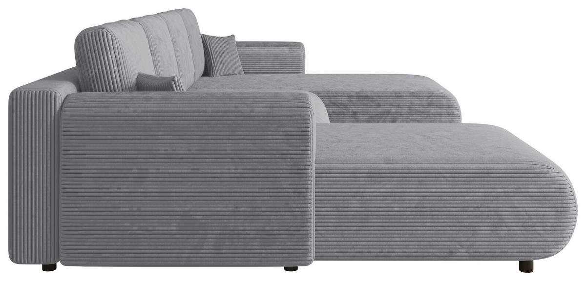 Wohnlandschaft inkl. Funktion Hellgrau Cord  - Hellgrau/Schwarz, KONVENTIONELL, Textil (200/360/200cm) - Xora