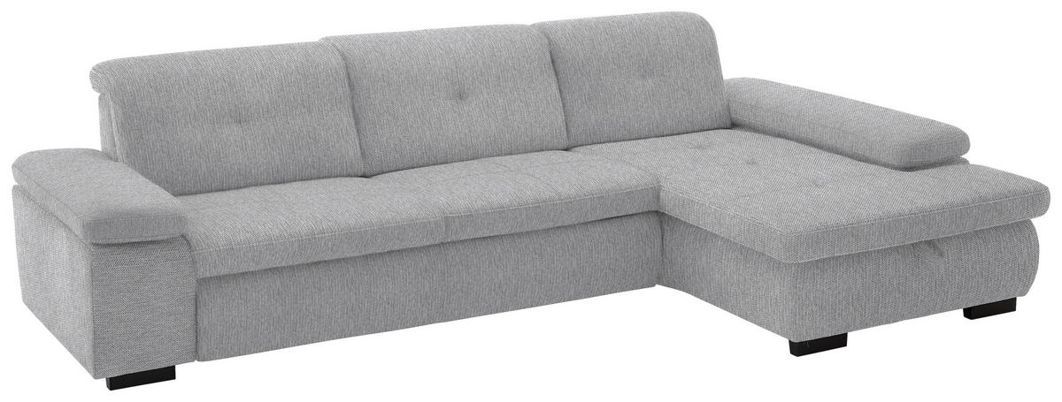 ECKSOFA in Flachgewebe Greige  - Greige/Schwarz, Design, Textil/Metall (297/174cm) - Beldomo Style