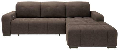 ECKSOFA Dunkelbraun Mikrofaser  - Dunkelbraun/Schwarz, MODERN, Textil/Metall (185/292cm) - Livetastic