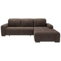 ECKSOFA Dunkelbraun Mikrofaser  - Dunkelbraun/Schwarz, MODERN, Textil/Metall (185/292cm) - Livetastic