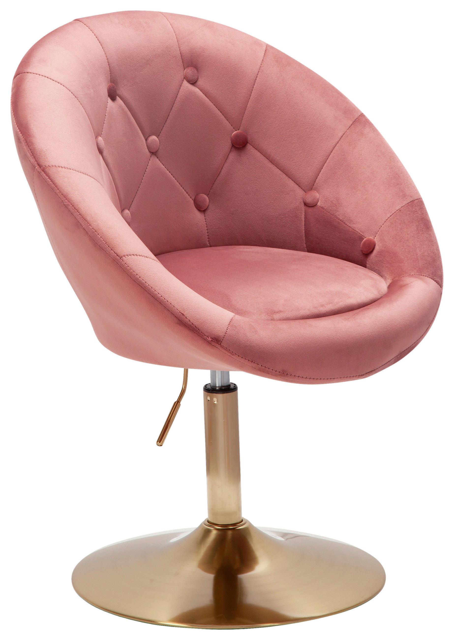 STOL , , sammet  - guldfärgad/rosa, Klassisk (67/100/62cm) - MID.YOU