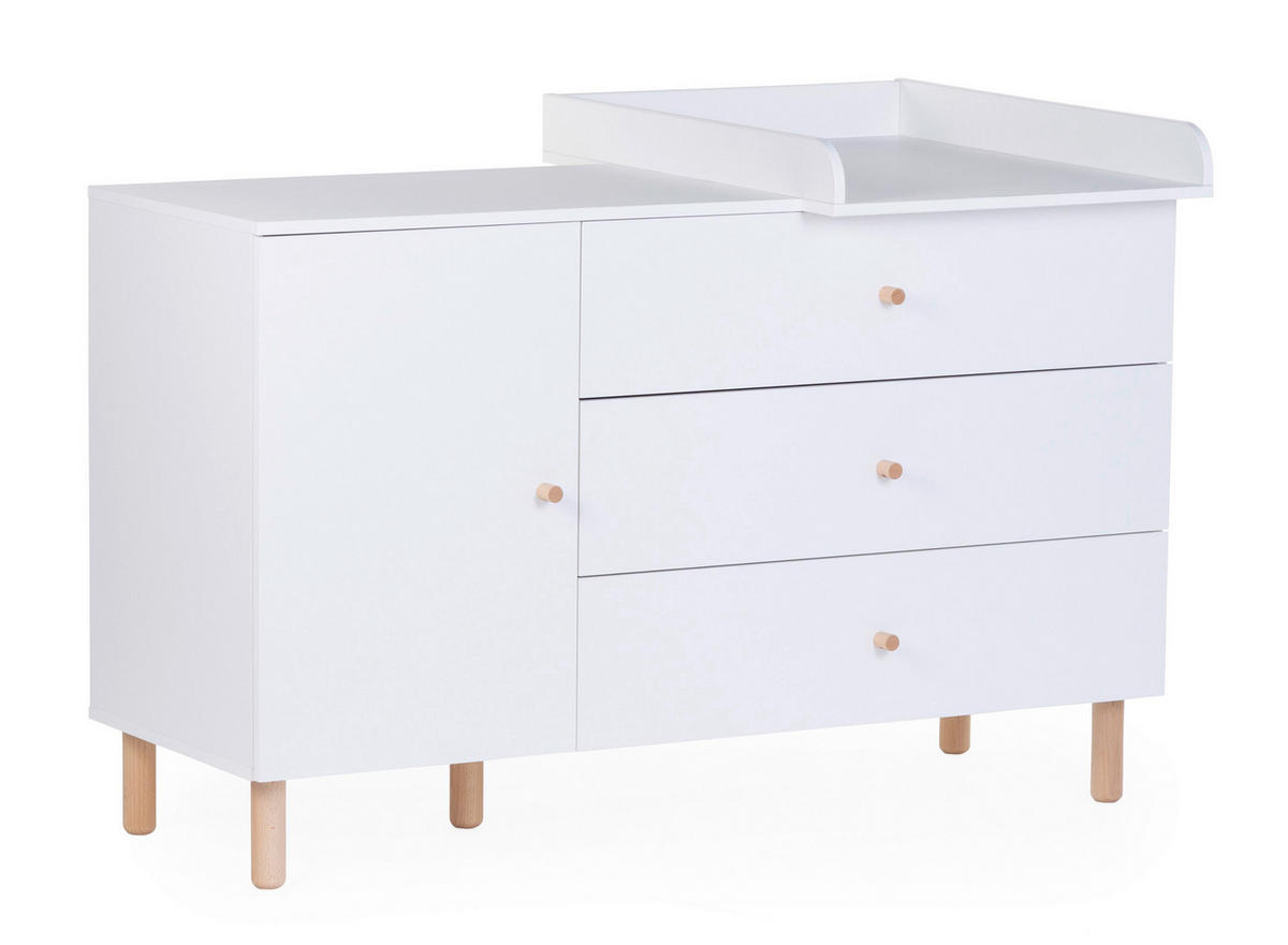 WICKELKOMMODE Wonder White 2023 Weiß  - Weiß/Naturfarben, Design, Holz/Holzwerkstoff (137/93/75cm) - Childhome