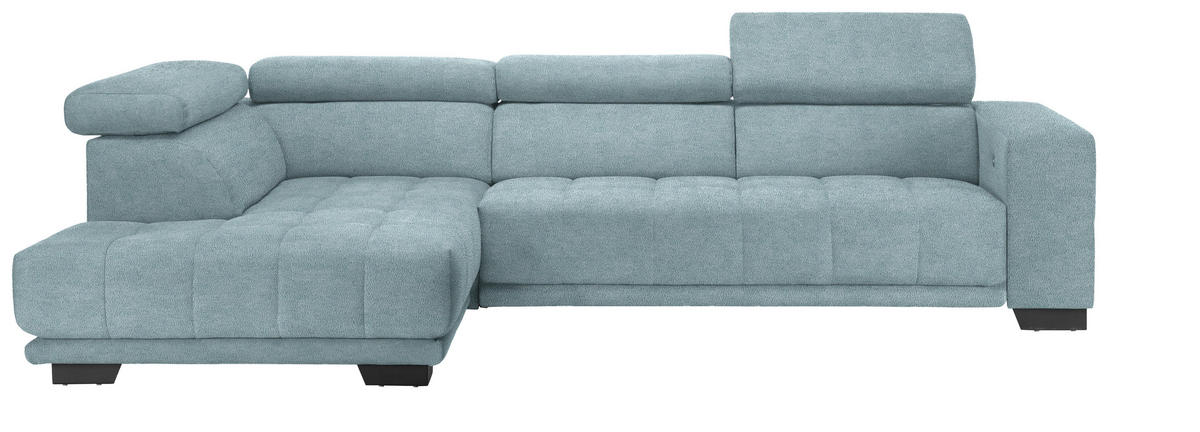 ECKSOFA in Mikrofaser Hellblau  207/301 cm  - Schwarz/Hellblau, Design, Textil/Metall (207/301cm) - Xora