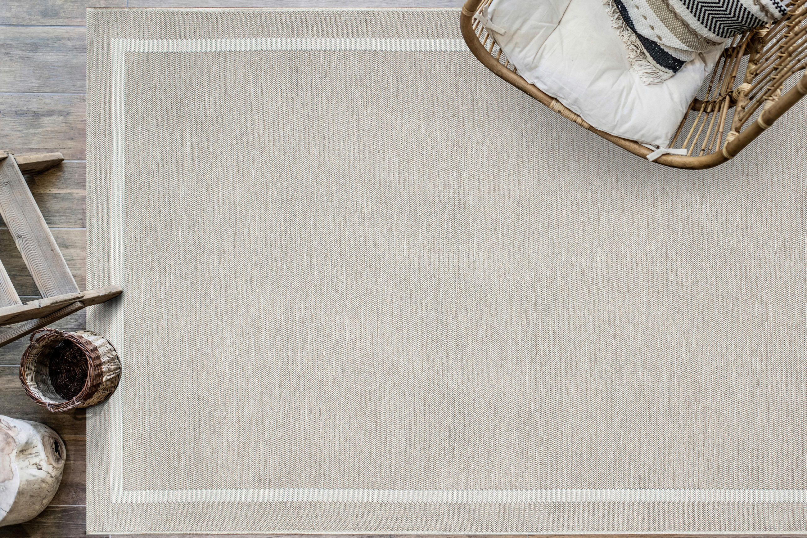 Thumbnail - Novel Outdoorteppich Amalfi, Hellgrau, Sand, Beige, Textil, Bordüre, rechteckig, 160x230 cm, Oeko-Tex® Standard 100, für...