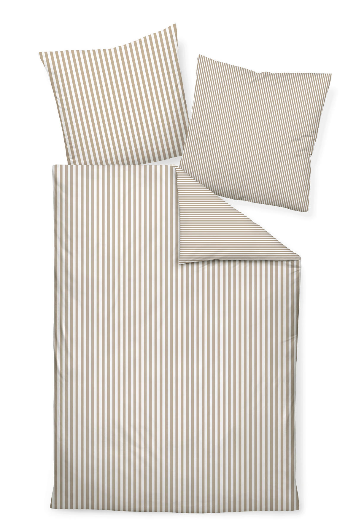 WENDEBETTWÄSCHE Giorgio Makosatin 135/200 cm  - Beige/Weiß, KONVENTIONELL, Textil (135/200cm) - Janine