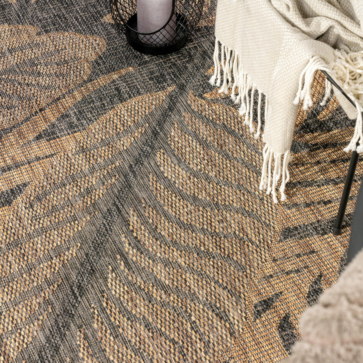 OUTDOORTEPPICH  für Terrasse und Balkon 80/150 cm Columbia Fashion Schwarz  - Schwarz, Basics, Textil (80/150cm) - Novel