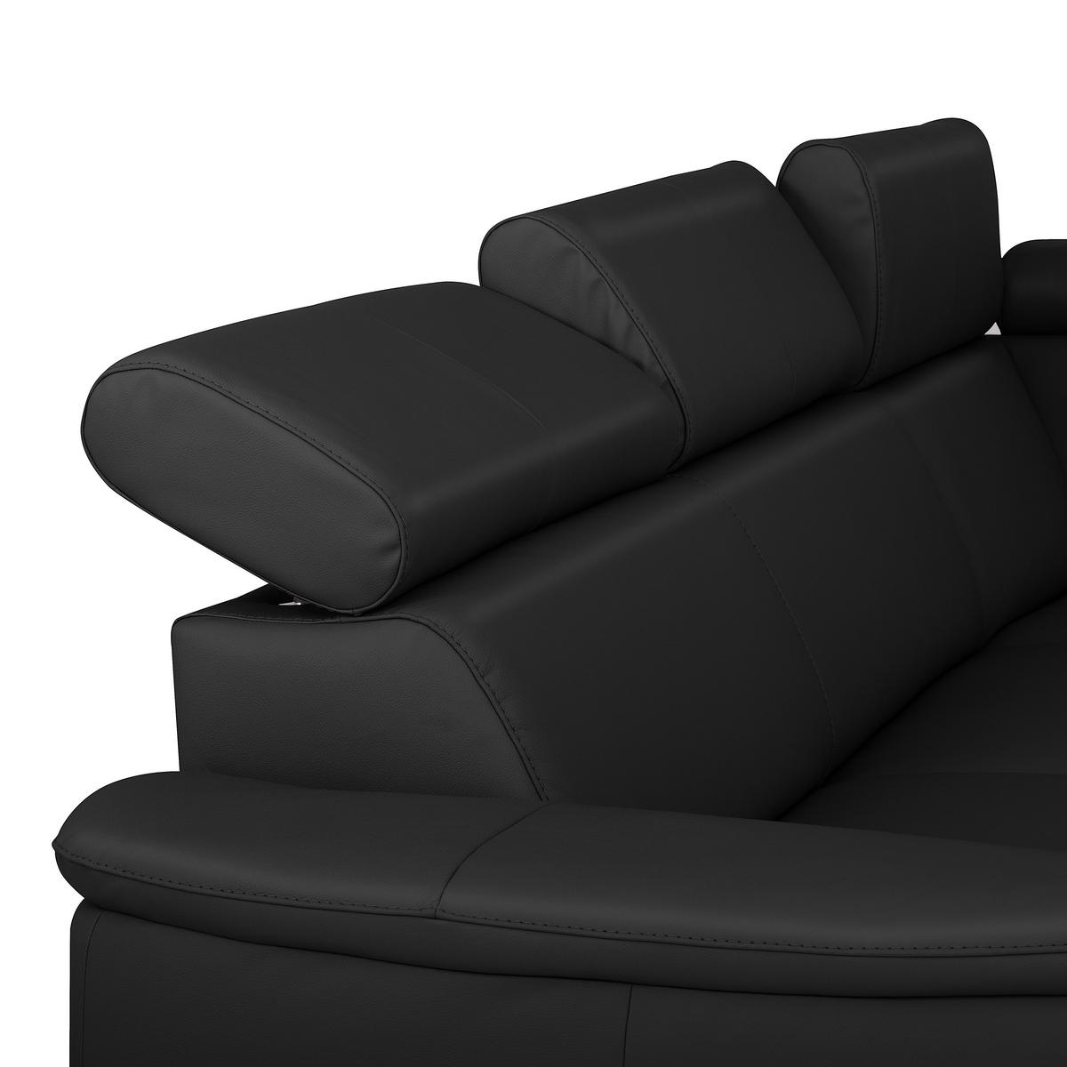 ECKSOFA  in Lederlook Echtleder Schwarz  - Silberfarben/Schwarz, Leder/Holz (262/211cm) - Celina Home