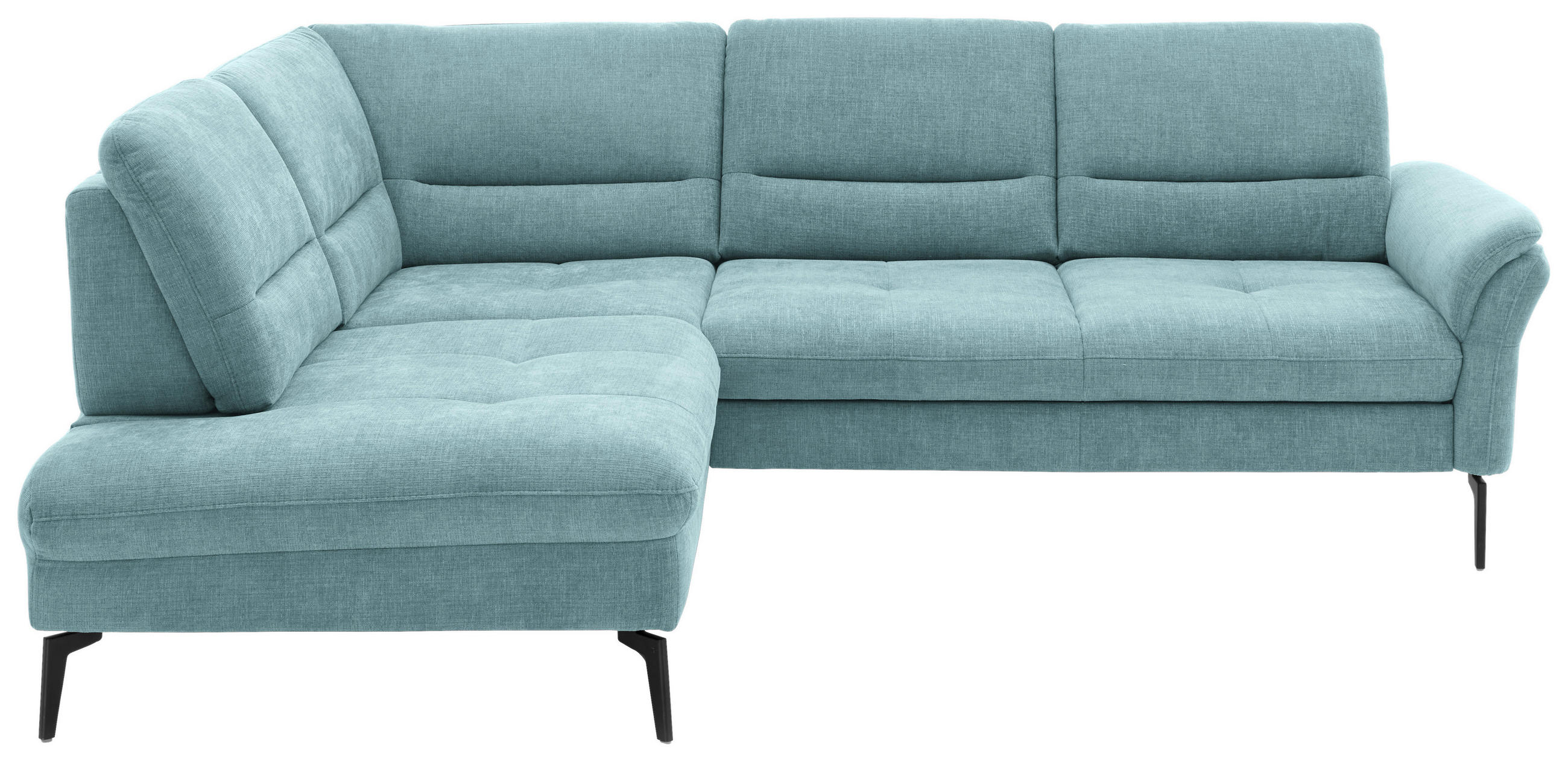 ECKSOFA in Webstoff Türkis  - Türkis/Schwarz, Design, Textil/Metall (206/256cm) - Beldomo System