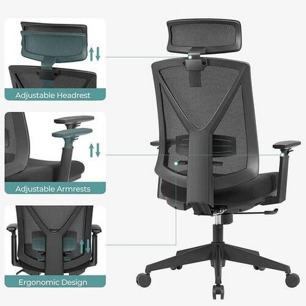 DREHSTUHL Netzbespannung Schwarz  - Schwarz, Basics, Textil/Metall (68,5/133/70cm) - Boxxx