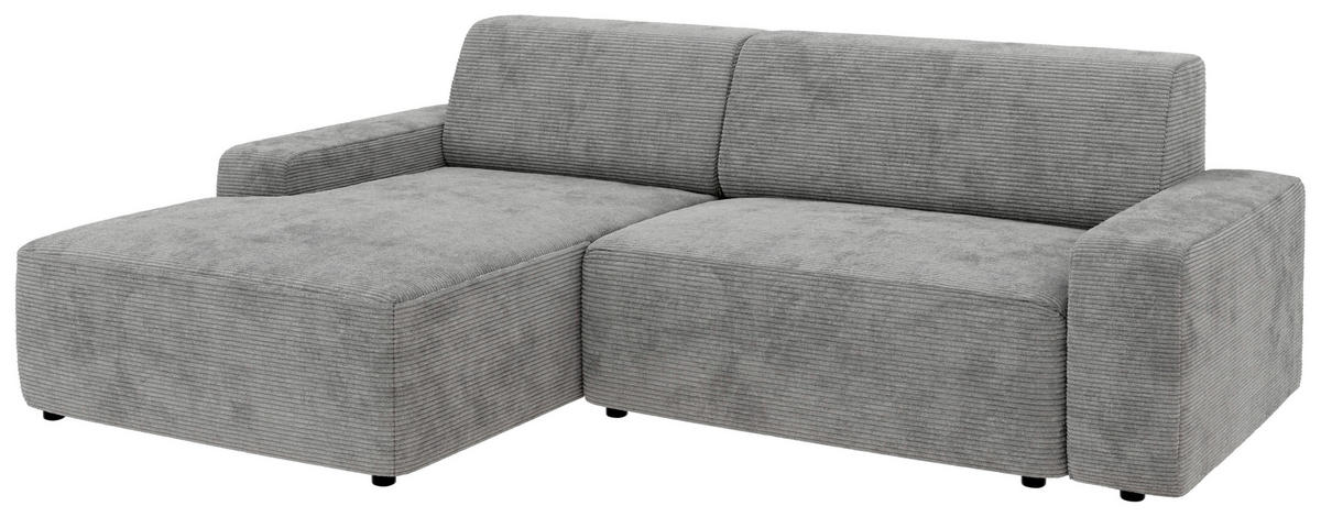 ECKSOFA in Cord Grau  - Schwarz/Grau, Modern, Kunststoff/Textil (162/246cm) - Trendmanufaktur