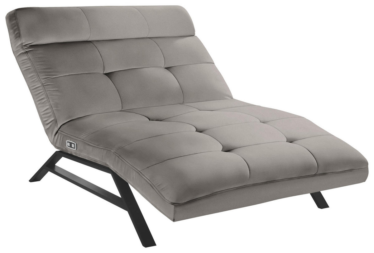 RELAXLIEGE in Echtleder Graubraun  - Graubraun/Schwarz, Design, Leder/Metall (120/54-113/158-198cm) - Pure Home Lifestyle