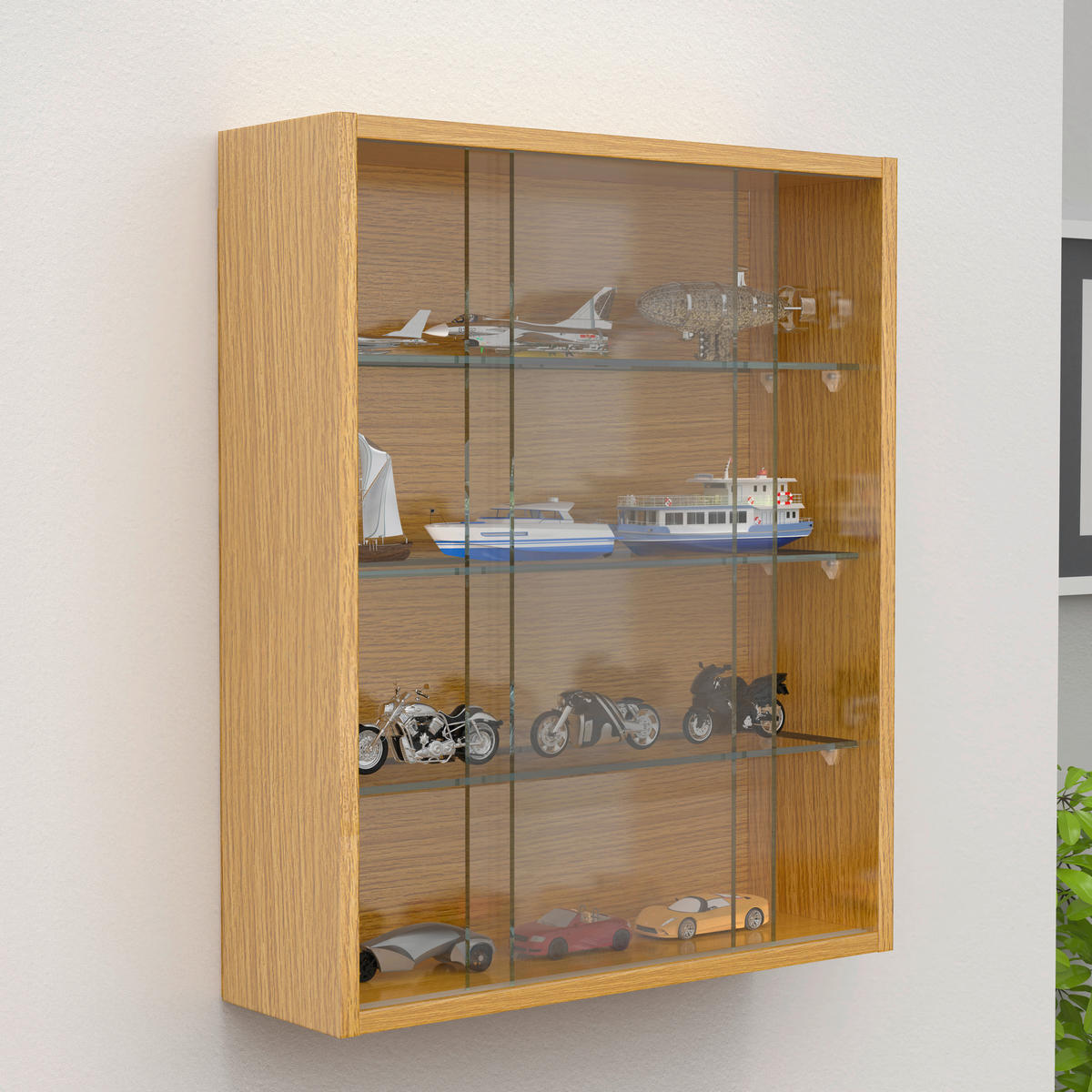 HÄNGEVITRINE in Honigeiche  - Honigeiche/Transparent, Design, Glas/Holzwerkstoff (50/60/15cm) - MID.YOU