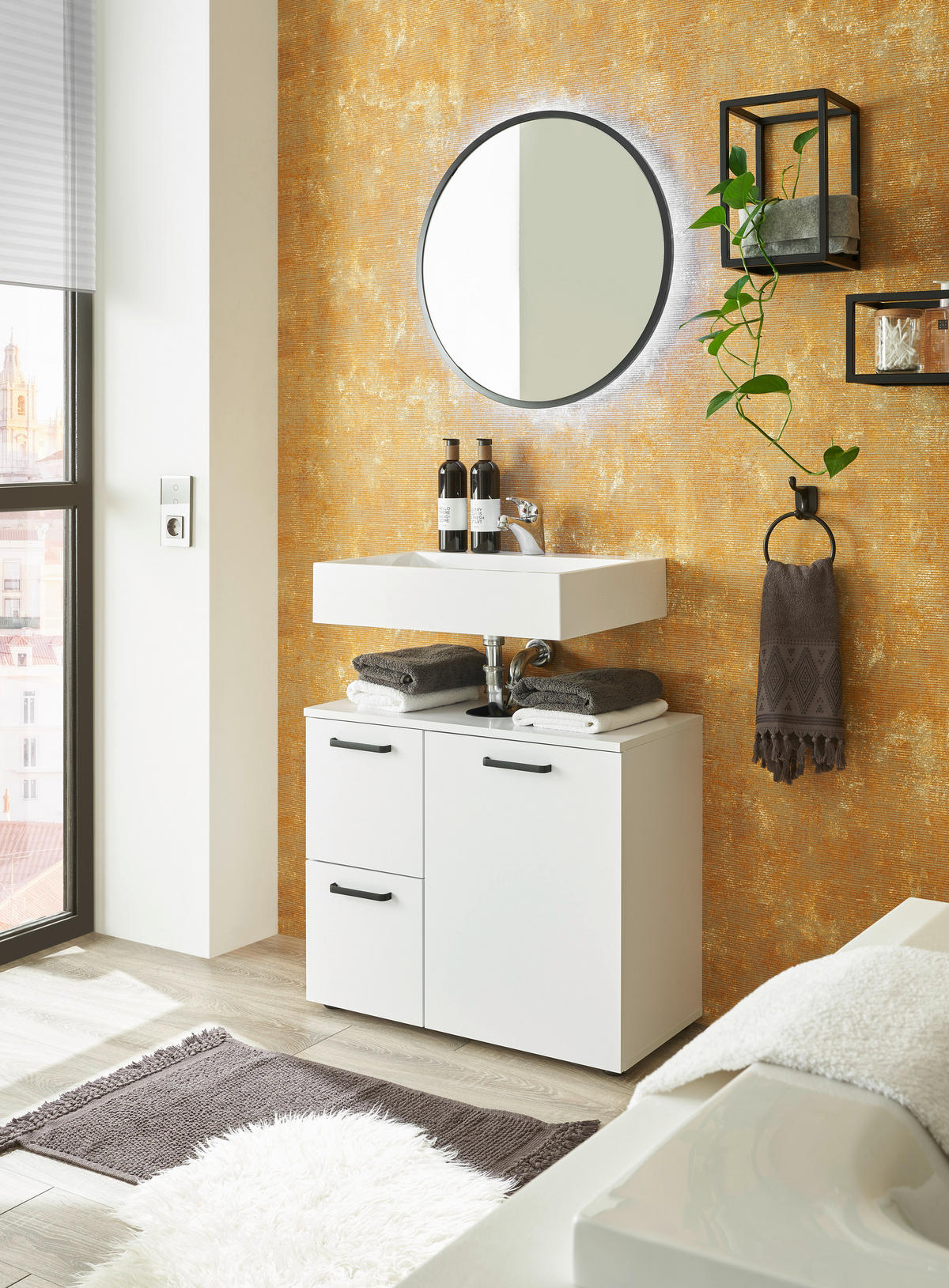 WASCHBECKENUNTERSCHRANK 70/60/35 cm  - Schwarz/Weiß, MODERN, Holzwerkstoff/Kunststoff (70/60/35cm) - MID.YOU