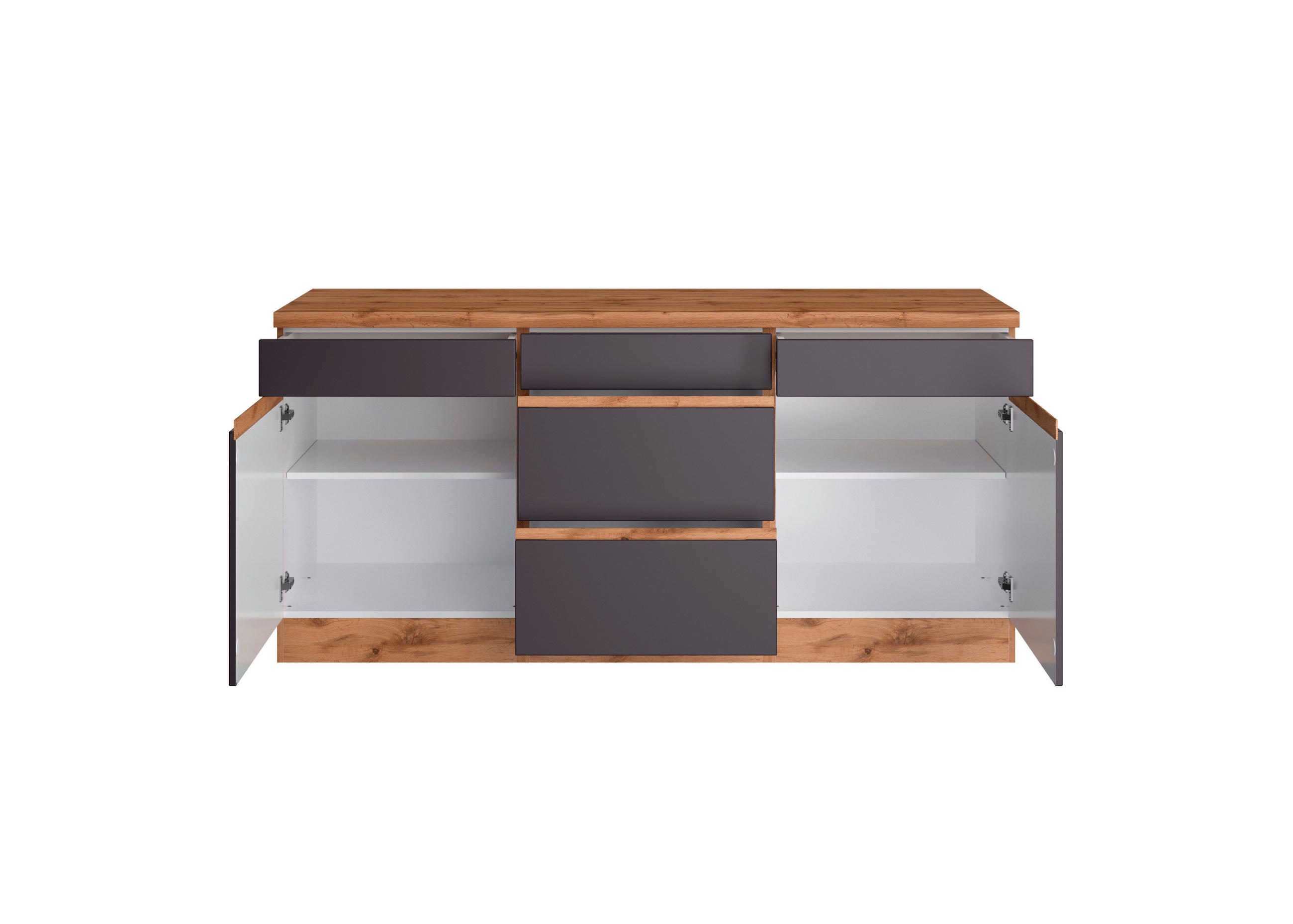 KÜCHENUNTERSCHRANK 180/86/60 cm  in Grau, Eiche Wotan  - Eiche Wotan/Grau, Design, Holzwerkstoff (180/86/60cm) - Held