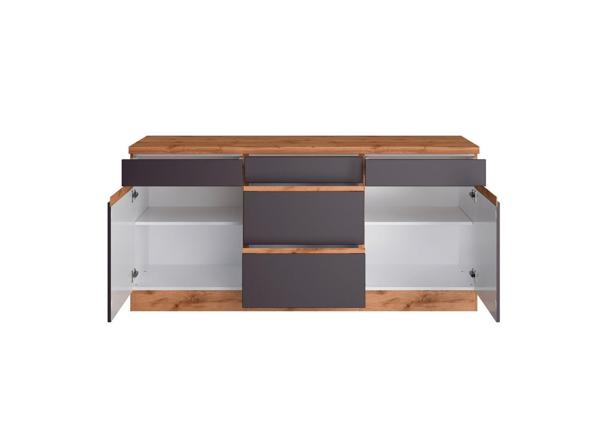 KÜCHENUNTERSCHRANK 180/86/60 cm  in Grau, Eiche Wotan  - Eiche Wotan/Grau, Design, Holzwerkstoff (180/86/60cm) - Held
