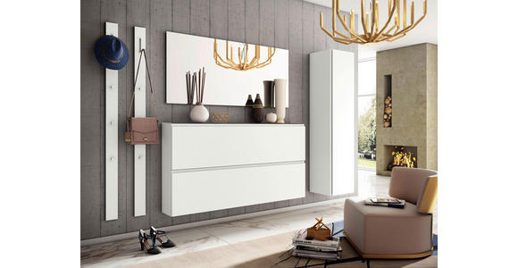 SCHUHKIPPER - Weiß, Design, Glas/Holzwerkstoff (160/81/22cm) - Moderano