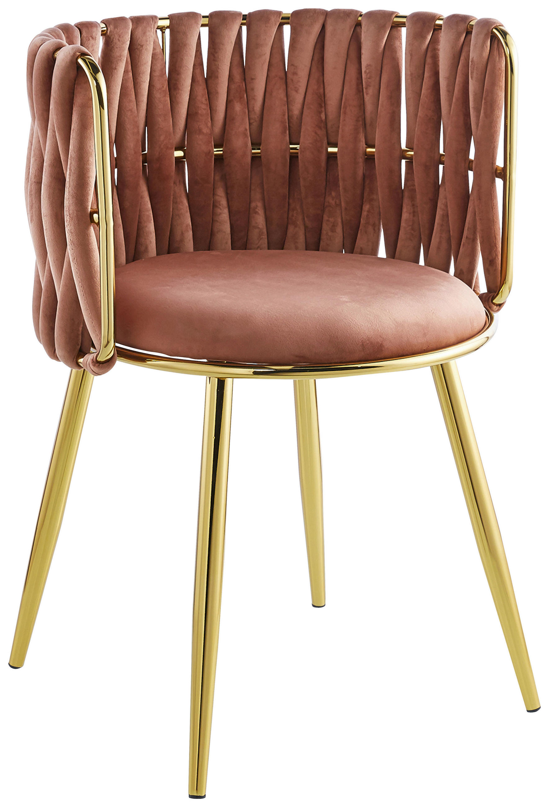 SADA ŽIDLÍ S PODRUČKAMI 2 kusy - starorůžová/barvy zlata, Moderní, kov/textil (57/80/53cm) - MID.YOU