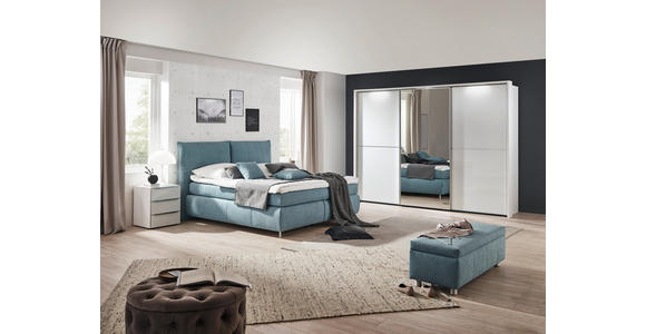 BOXSPRINGBETT 160/200 cm  in Blau  - Blau/Edelstahlfarben, KONVENTIONELL, Textil (160/200cm) - Dieter Knoll