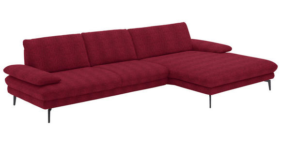 ECKSOFA in Chenille Rot  - Rot/Schwarz, Design, Textil/Metall (310/180cm) - Dieter Knoll