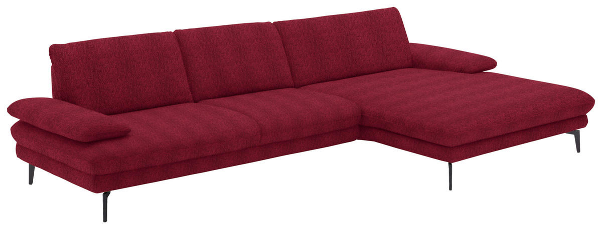 ECKSOFA in Chenille Rot  - Rot/Schwarz, Design, Textil/Metall (310/180cm) - Dieter Knoll