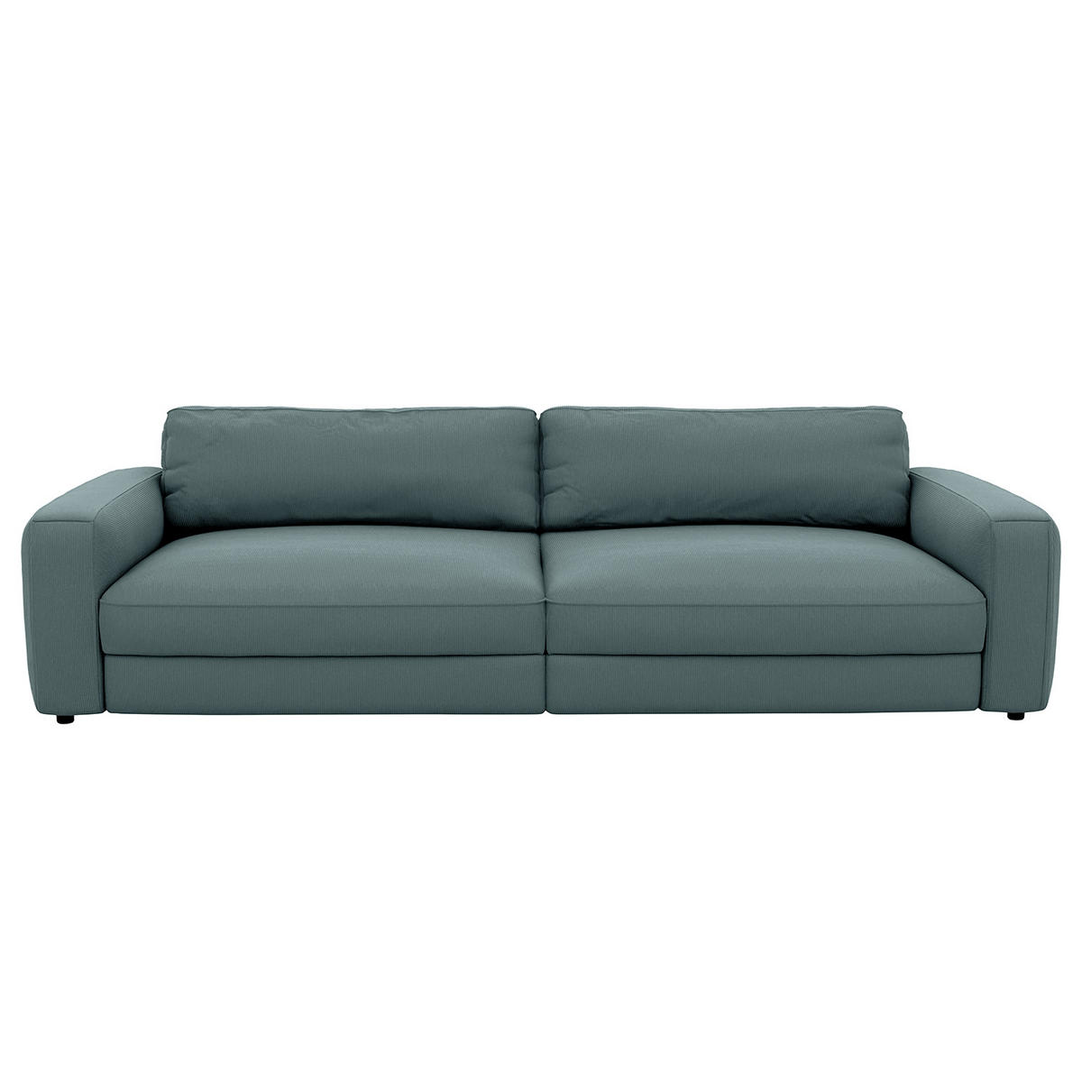 BIGSOFA in Cord Blaugrau  - Blaugrau/Schwarz, Modern, Kunststoff/Textil (264/84/125cm) - Trendmanufaktur