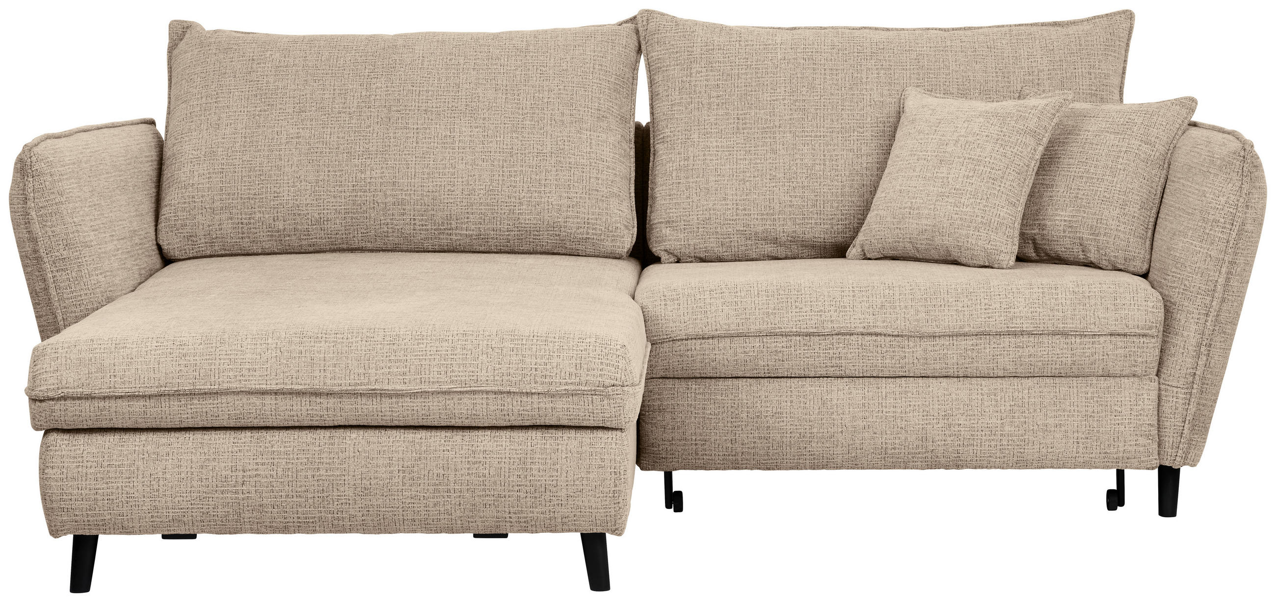 HÖRNSOFFA i struktur beige  - beige/svart, Design, trä/textil (245/161cm) - Livetastic