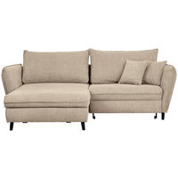 ECKSOFA inkl. Funktionen Beige Struktur  - Beige/Schwarz, Design, Holz/Textil (245/161cm) - Stylife