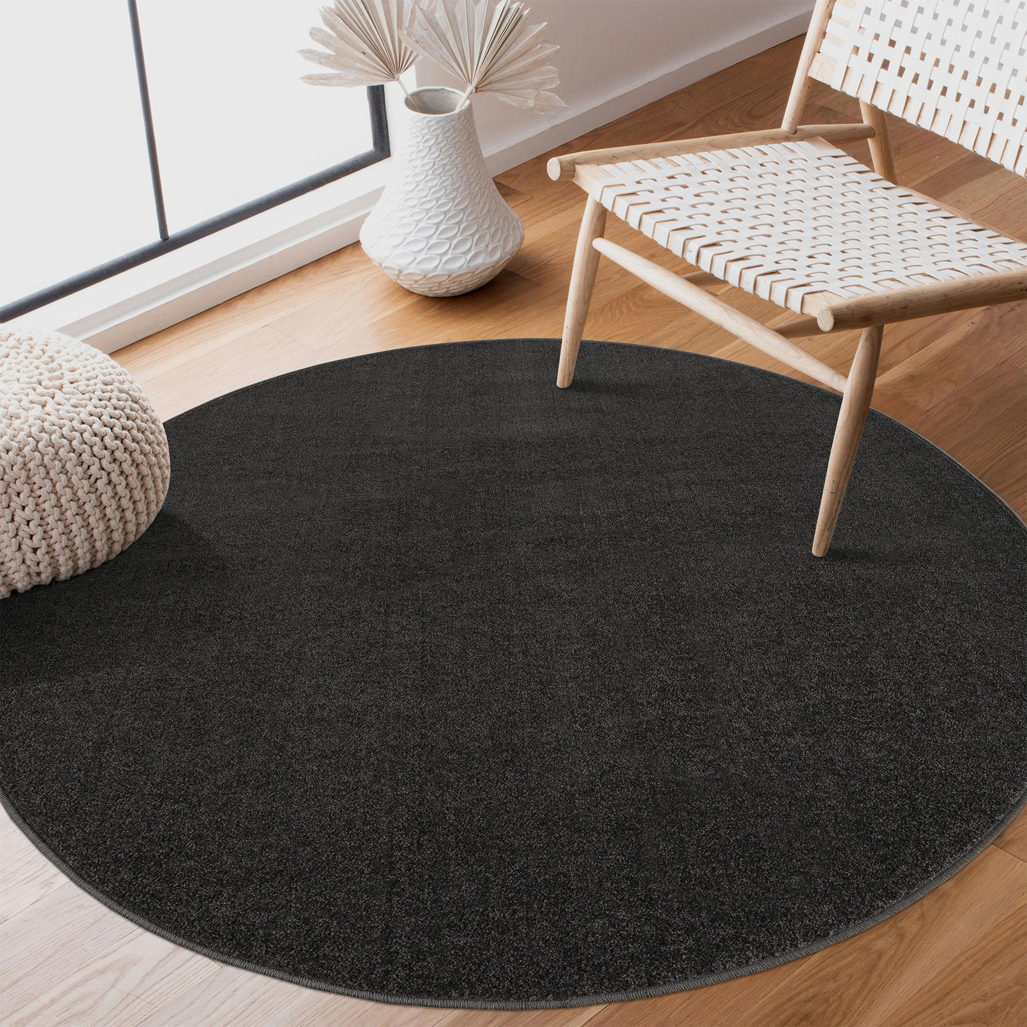 WEBTEPPICH 120 cm Uni Dunkelgrau  - Dunkelgrau, LIFESTYLE, Kunststoff/Textil (120cm)
