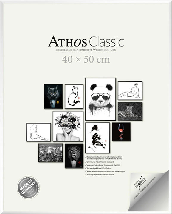 XXXLutz Bilderrahmen Athos Classic+ Weiß Hochglanz 40x50x1.8 cm