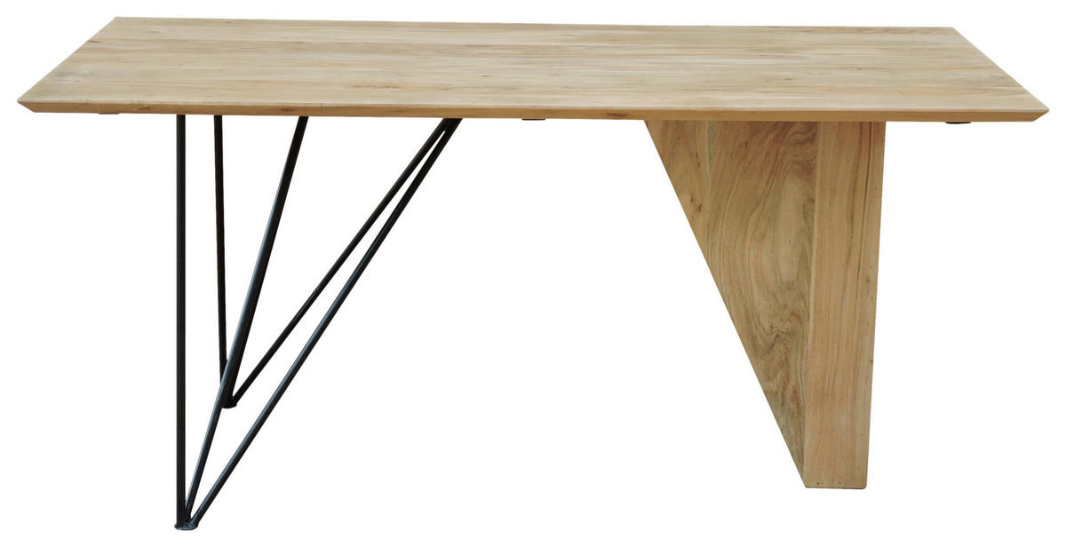 ESSTISCH 140/80/76 cm Echtholz  Holz, Metall rechteckig Akaziefarben  - Schwarz/Akaziefarben, MODERN, Holz/Metall (140/80/76cm) - Landscape