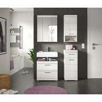 BADEZIMMER 4-teilig  in 97 cm  - Weiß Hochglanz/Silberfarben, MODERN, Glas/Holzwerkstoff (97cm) - MID.YOU