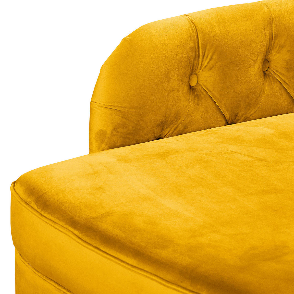 RÉCAMIERE Samt Senfgelb  - Senfgelb/Braun, Design, Holz/Textil (185/93/75cm) - Livetastic