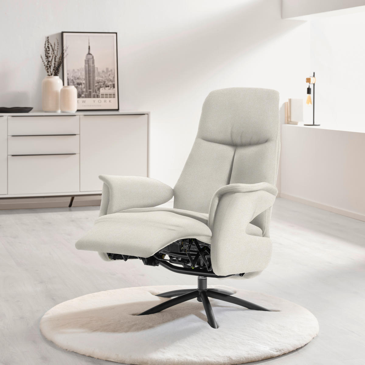 RELAXSESSEL in Textil Beige  - Beige/Schwarz, Design, Textil/Metall (73/108/86cm) - Welnova