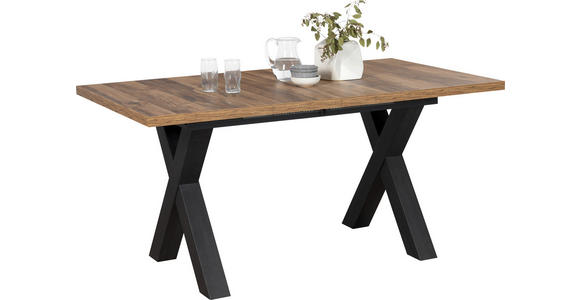 ESSTISCH in Holzwerkstoff 160-210/90/75 cm - Eichefarben/Schwarz, KONVENTIONELL, Holzwerkstoff (160-210/90/75cm) - Hom`in