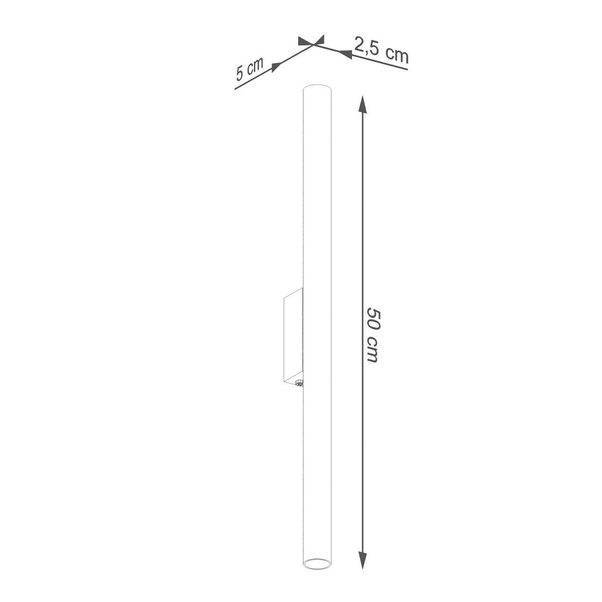 WANDLEUCHTE PASTELO 2.5/5/50 cm   - Weiß, KONVENTIONELL, Metall (2.5/5/50cm)