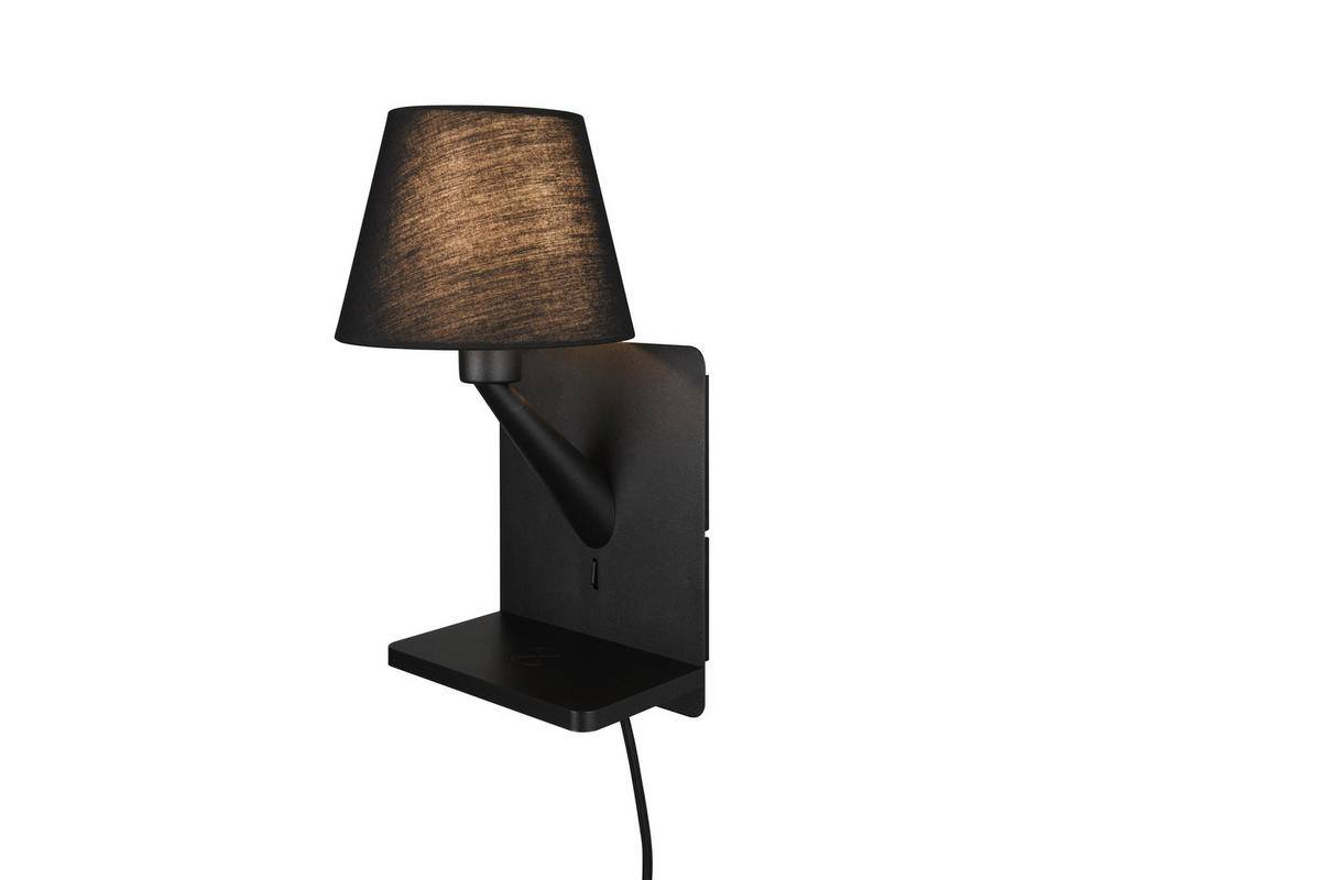 VÄGGLAMPA 16/18/31 cm   - svart, Design, metall/textil (16/18/31cm) - Trio Leuchten