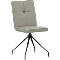 STUHL Echtleder Hellgrau  - Hellgrau, Design, Leder/Metall (45/96/58cm) - Moderano