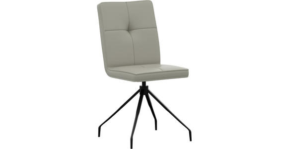 STUHL  Lederauswahl, Sitzfläche 180° drehbar  Echtleder  - Hellgrau, Design, Leder/Metall (45/96/58cm) - Moderano