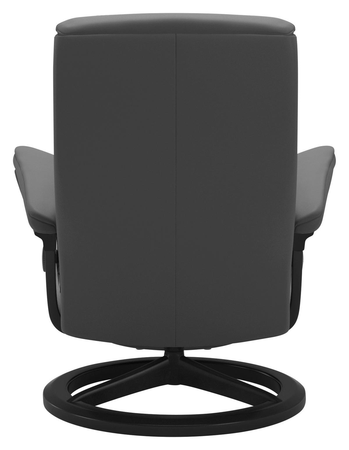 RELAXSESSELSET Echtleder Relaxfunktion, Hocker    - Dunkelgrau/Schwarz, Natur, Leder/Holz (84/102/76cm) - Stressless