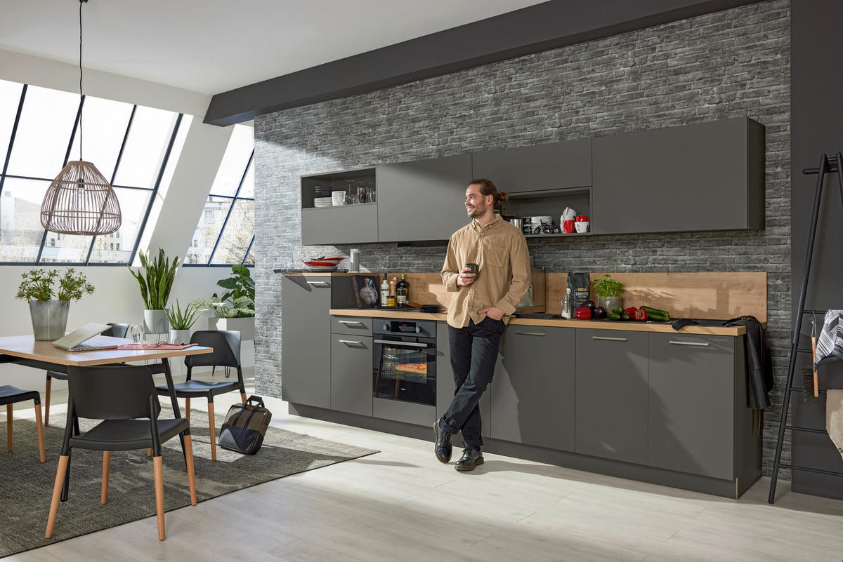 EINBAUKÜCHE   - Graphitfarben, Design, Holzwerkstoff - Dieter Knoll